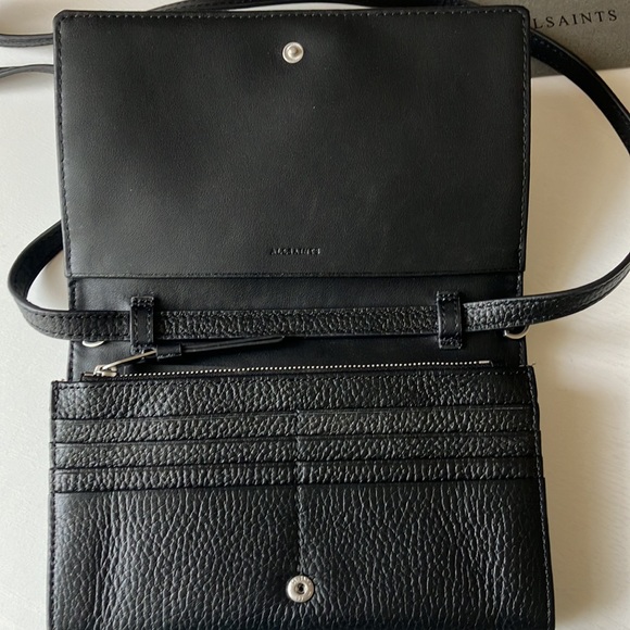 All Saints Fetch Leather/Chain Crossbody Wallet - Picture 8 of 16